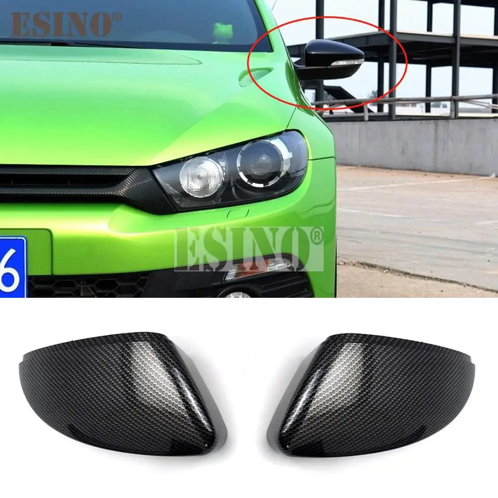 

2 x ABS Carbon Fiber Look Rearview Side Mirror Replacement Covers Cases For Volkswagen VW EOS Passat CC Magotan Beatle Jetta