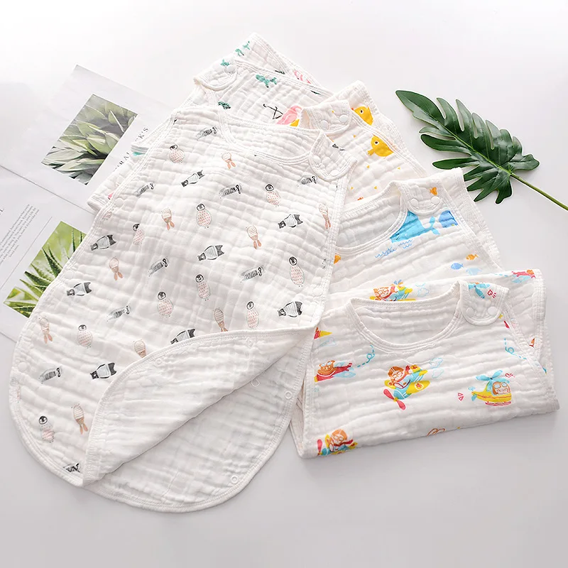 Kangobaby #My Soft Life# Spring Summer Musin Cotton Newborn Sleeping Bag Sleeveless Breathable Baby Vest Wrap Infant Swaddle