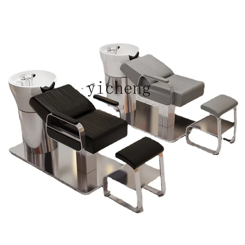 

XL Shampoo Chair Lying Half Flushing Bed Stainless Steel Ceramic Deep Basin Hairdressing Punch Bed