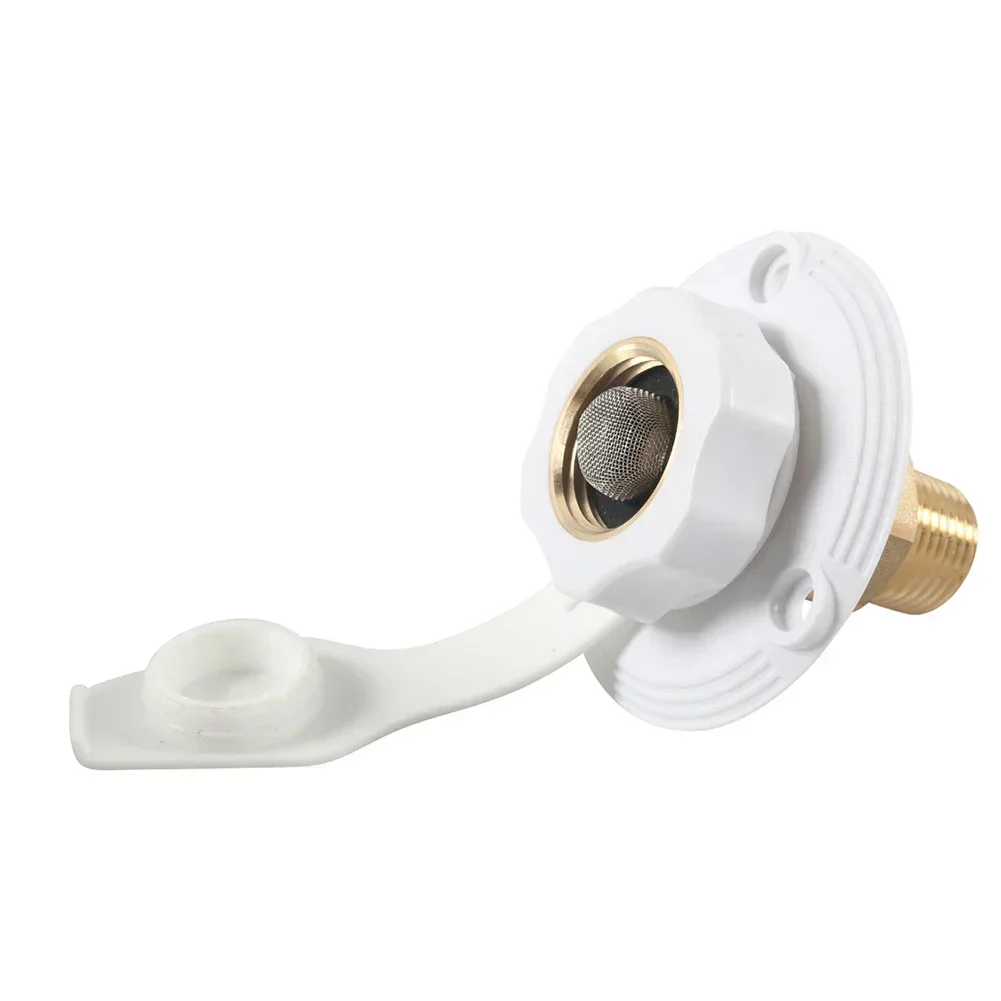 White City Water Inlet With Check Valve Flange Hose Connector Connection Fill For RV Replace Car Accessories