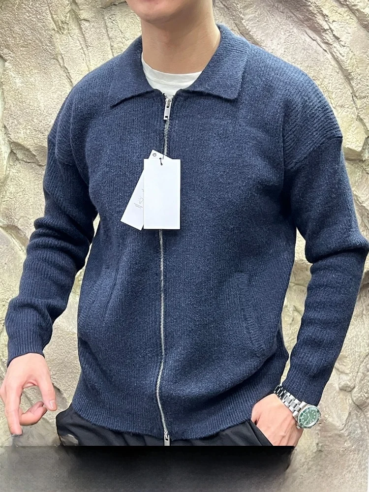 

Теплый вязаный кардиган Polar Fce для мужчин, свободный крой, осень-зима, застежка-молния, свитер Thi Long Sve, удобный для поездок на работу