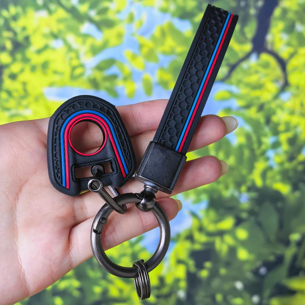 Flexible Silicone Key Shell With Keychain For Honda CB650R High‑Grade Motorcycle Honeycomb‑Grip Anti‑Scratch Key Case Cap
