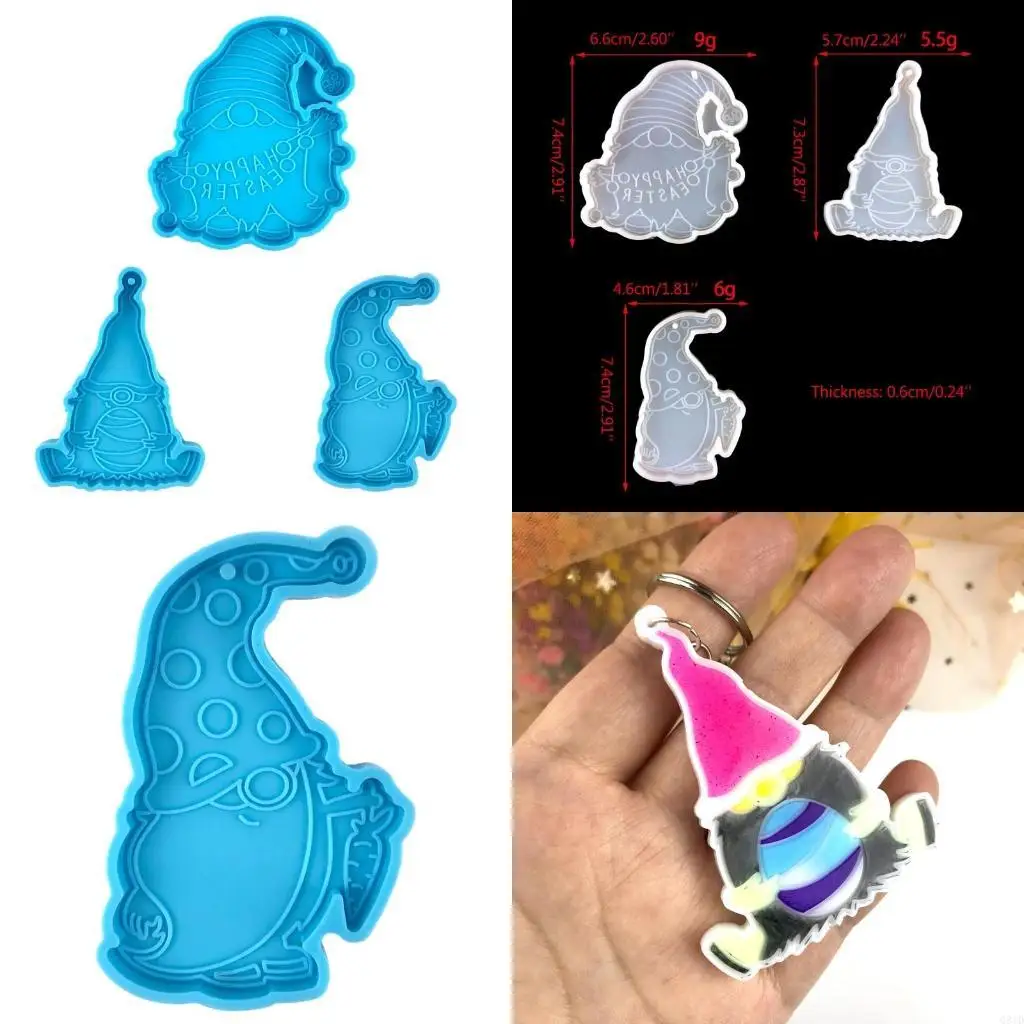 

1 шт./3 шт. пасхальный брелок с гномом, силиконовая форма с отверстием для брелока, кулон, форма ручной работы, пасхальный на