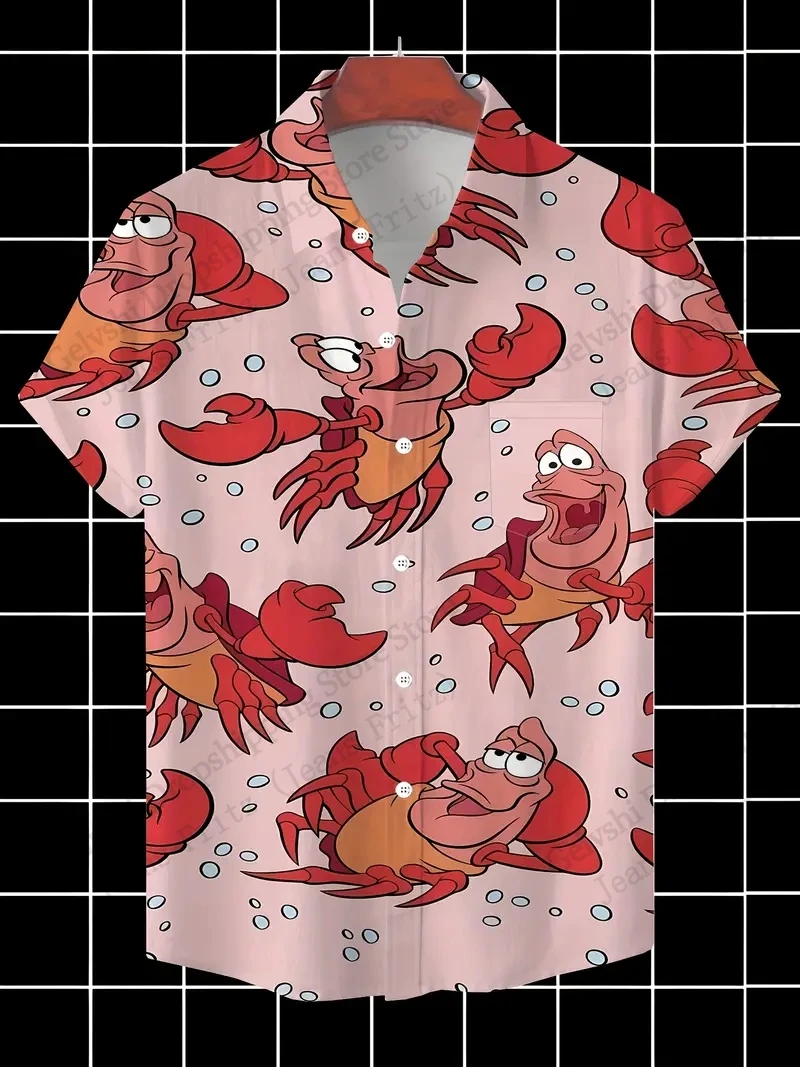 

Забавная гавайская рубашка с изображением лобстера, рубашка с 3D принтом животных, мужская и женская модная рубашка на пуговицах с коротким рукавом, блузка с морепродуктами, мужская одежда