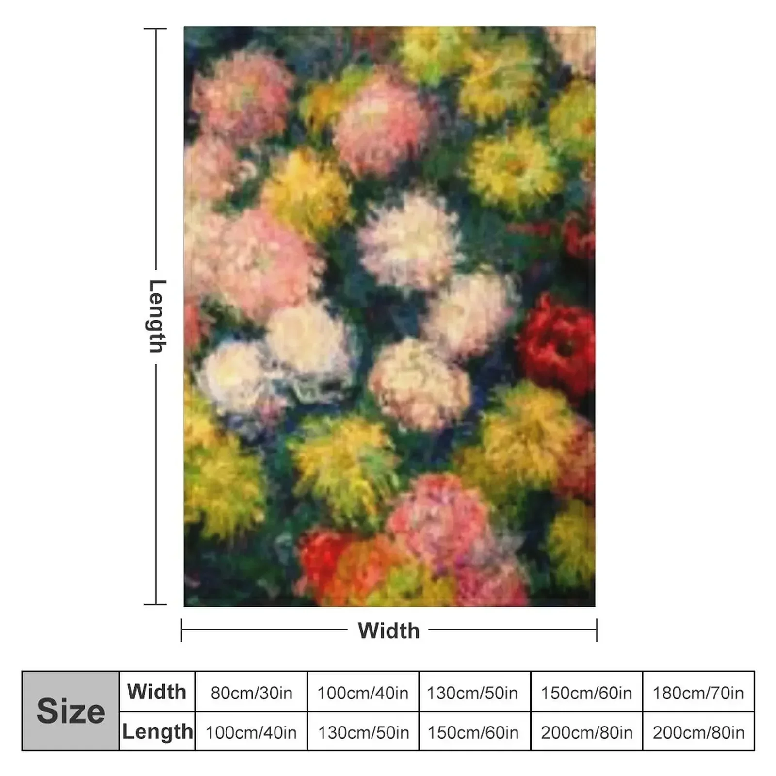 Claude Monet - Chrysanthemums | Floral Art | Claude Monet Inspired Throw Blanket Large Flannel Blankets