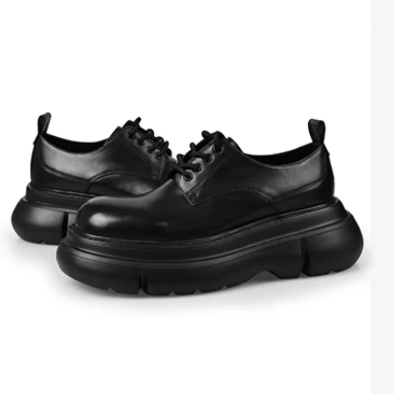 

Удобные дышащие повседневные туфли ручной работы из натуральной кожи ручной работы на толстой платформе, высококачественные мужские туфли дерби