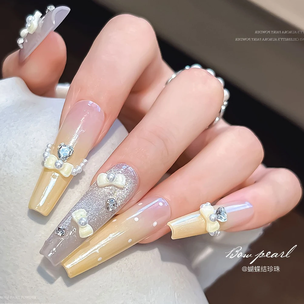 رائعة الفرنسية أنيقة Bowknot اللؤلؤ ربطة القوس فيونكة لطيف الراتنج الشريط سحر الحلو مسمار الفن زينة مانيكير اكسسوارات بالجملة