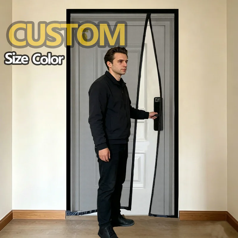 Magnetic Screen Door Mosquito Net Screen Curtain Fly Insect Mesh Black White Gray Custom Size Auto Closing Invisible For Outdoor