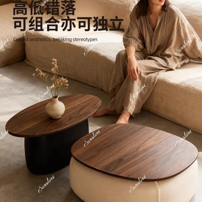 Round coffee table, living room, household small apartment, high-end sense, simple size combination, storage coffee table