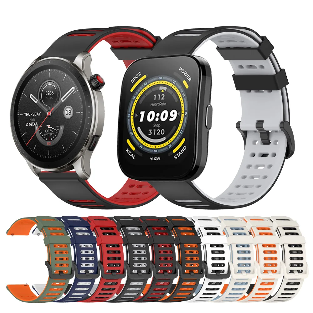 Soft Silicone Band for For Amazfit GTR 4/3 Pro/2/2e/GTR 47mm Strap Amazfit Bip 5/Stratos 3 2/Zepp Z/pace 22mm Bracelet Watchband