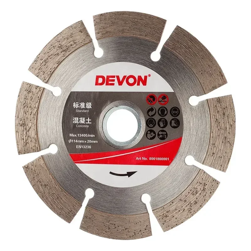 Devon lâminas de diamante 114x20(16)mm, lâmina de alta resistência, 100mm, moedor de ângulo, serra elétrica para corte de pedra de concreto e parede