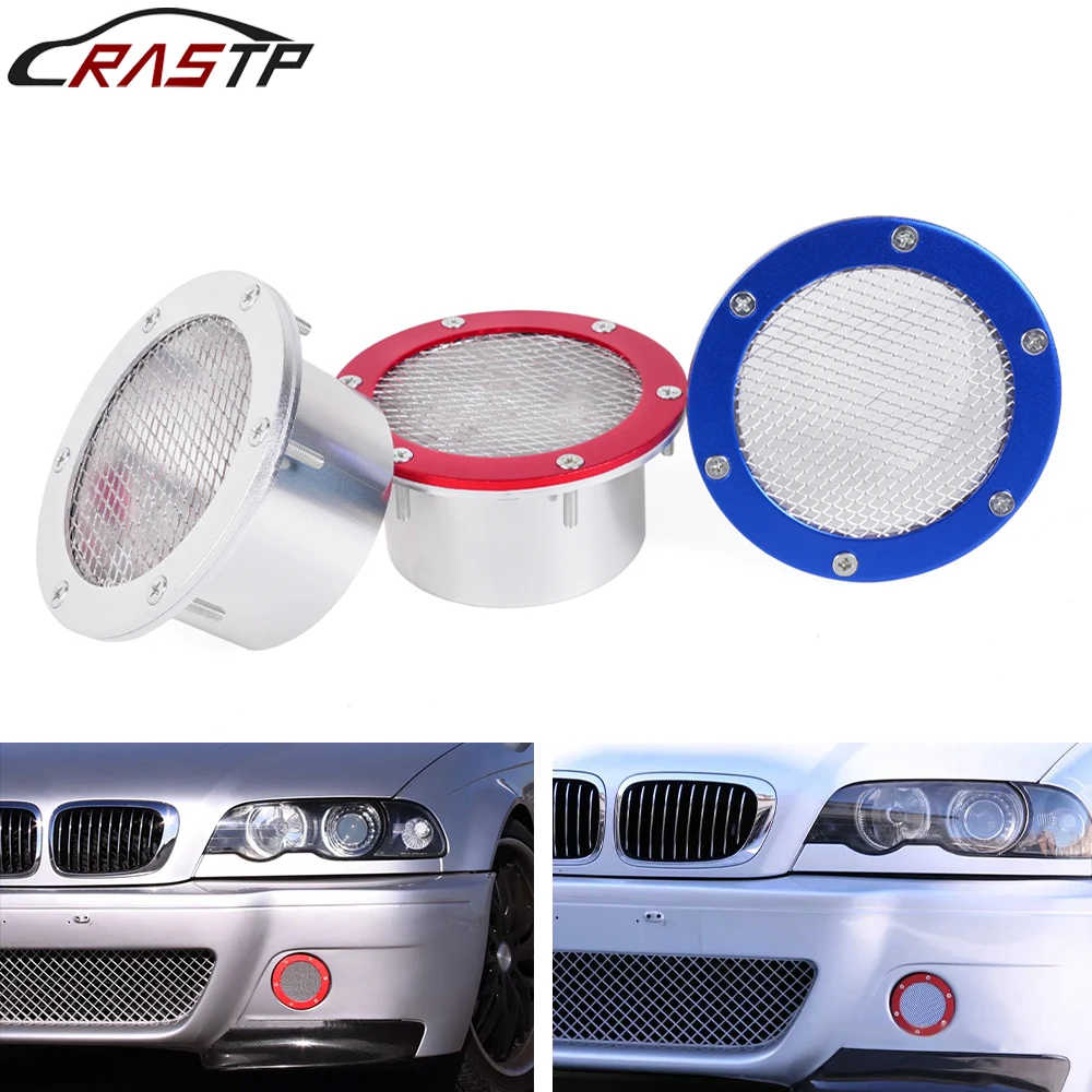 RASTP-New Aluminum 76mm Car Racing Air Duct Grill Bumper Vent inlet Cold Air intake Cover Kit Car Accessories RS-OFI102