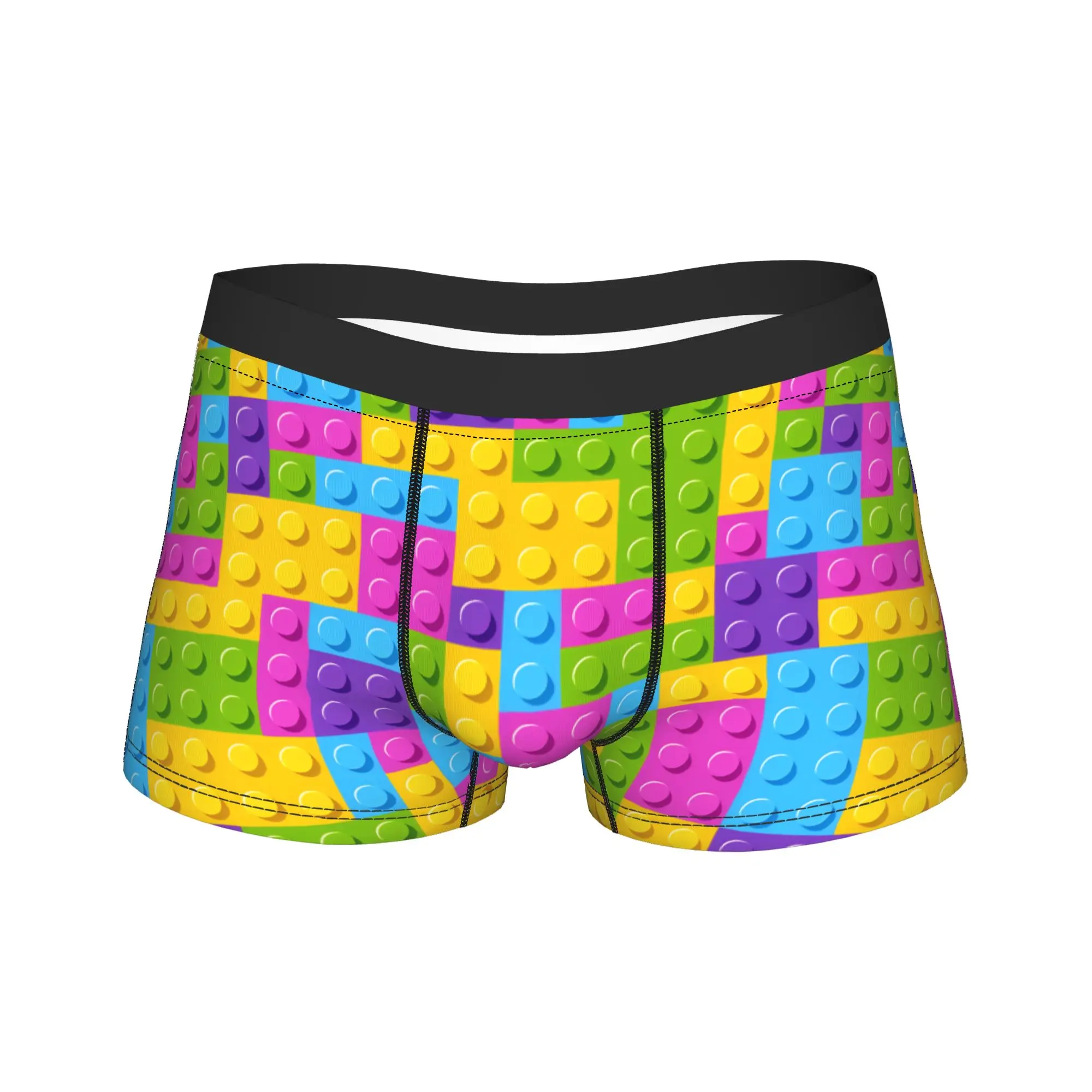 Pastel Checkerboard Building Blocks Pattern Underwear  Print Boxer Shorts Quality Men Underpants Shorts Briefs Gift Idea