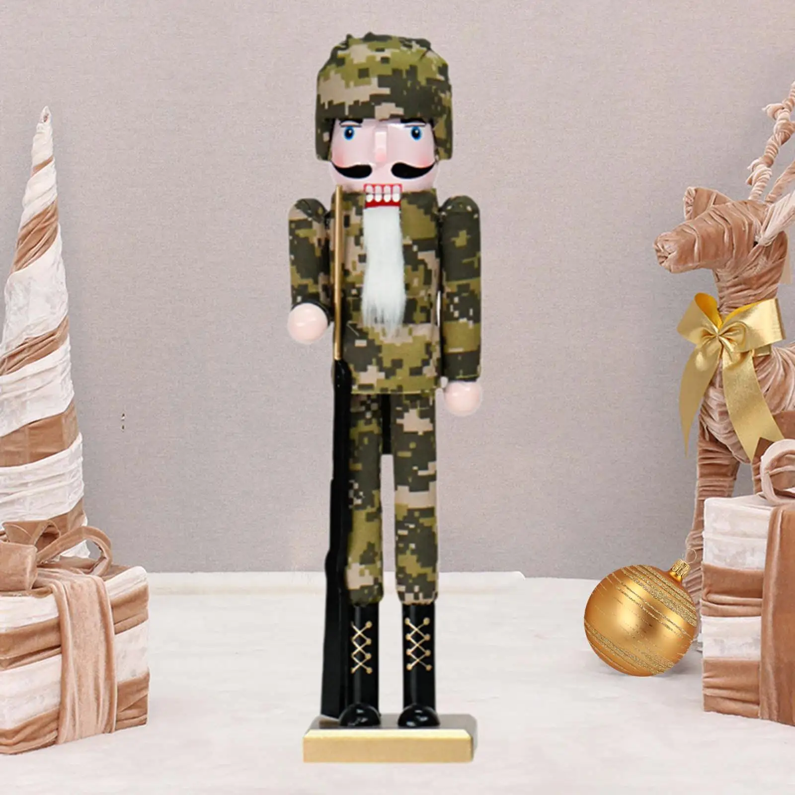 Wooden Nutcracker Figurines Christmas Nutcracker Sculpture Nutcrackers Desktops Ornament Nutcracker Craft Gift for Desk Gift