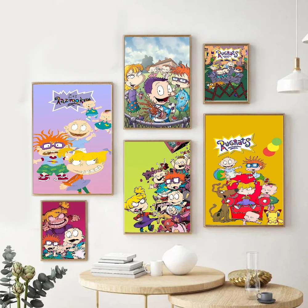 Cartoon R-Rugrats Classic Vintage Posters Decoracion Painting Wall Art White Kraft Paper Kawaii Room Decor