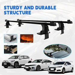 Universal 1 Pair 54 inch Vehicle Car Roof Mounting Rack Rail Bar Black Aluminum Luggage Carrier With Lock Top Car Rack