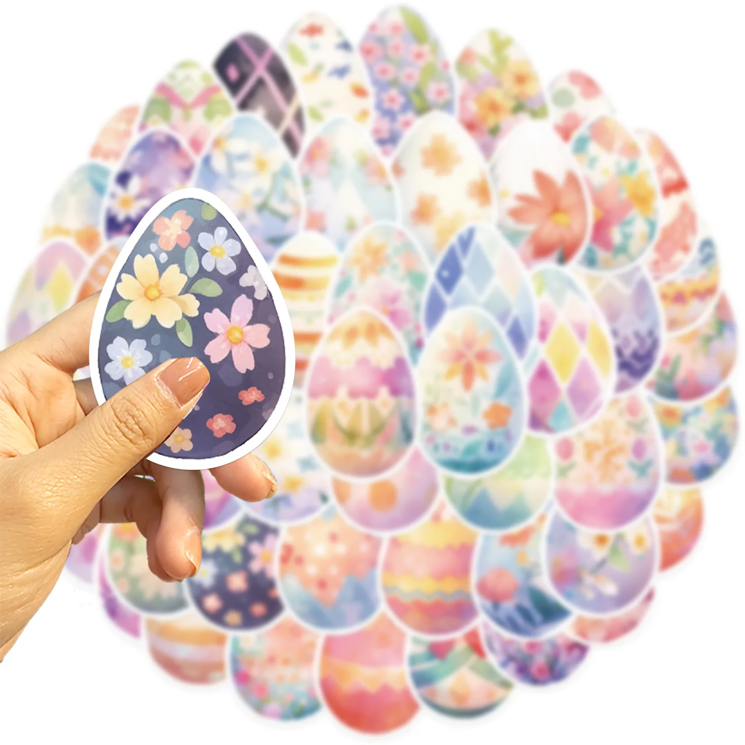 50Pcs/Lot Wholesale Easter Egg Stickers Waterproof For Luggage Skateboard Laptop Notebook Car Decals Kids Gifts