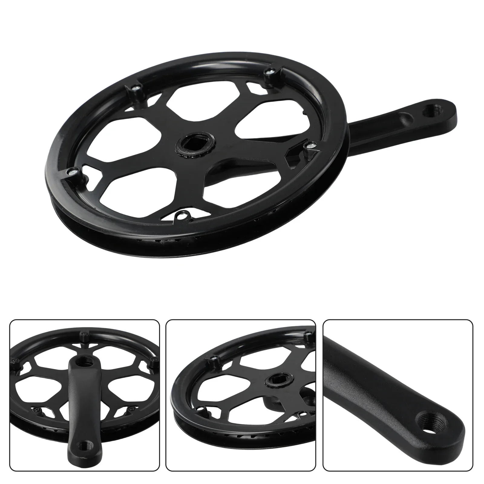 New Practical Electric Bike Fixie Bikes Bike Crankset CrankArm Set 170MM Black Good Compatibility High-quality