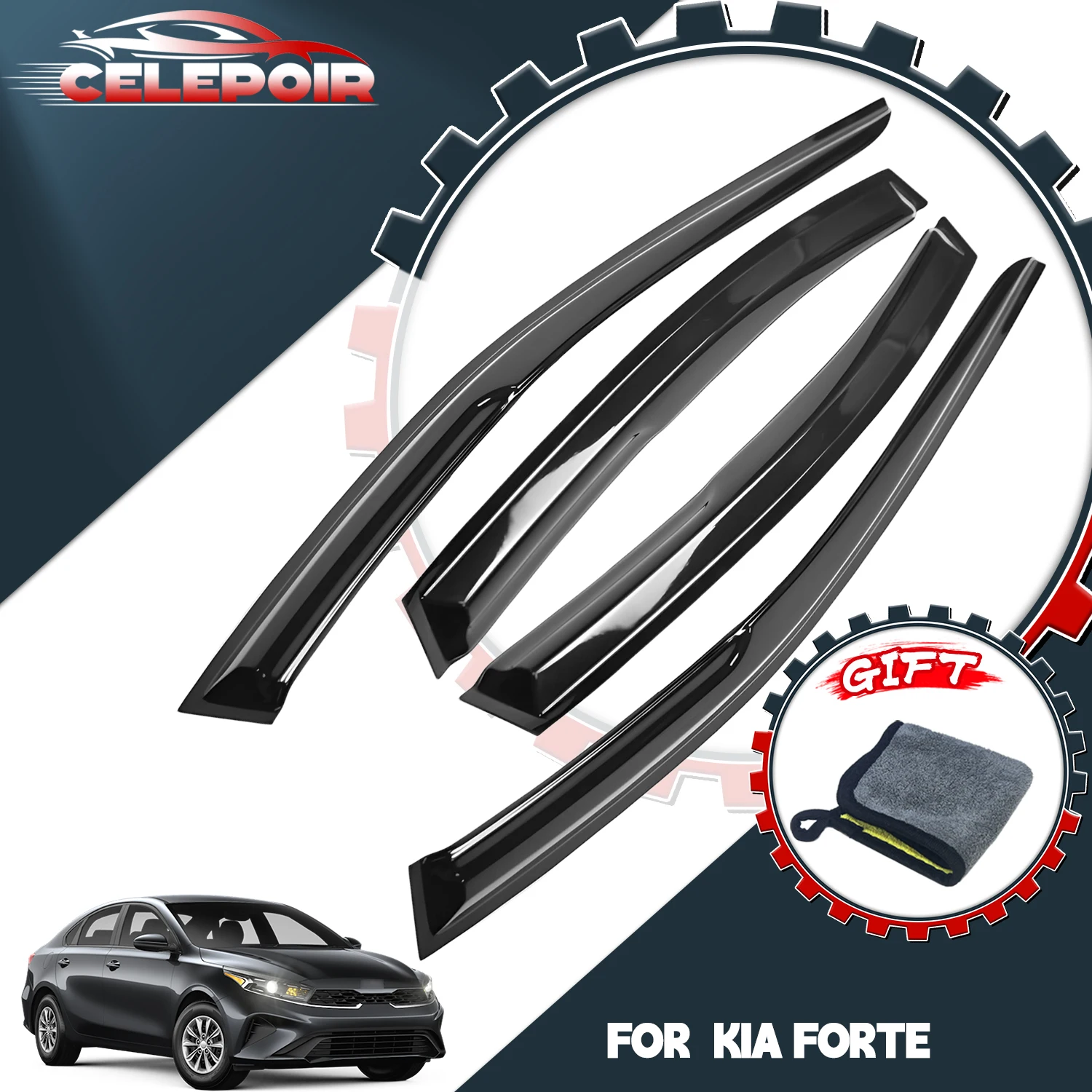 

Window Visors Vent for 2019-2024 Kia Forte Jdm Mugen Style Rain Guards Deflector