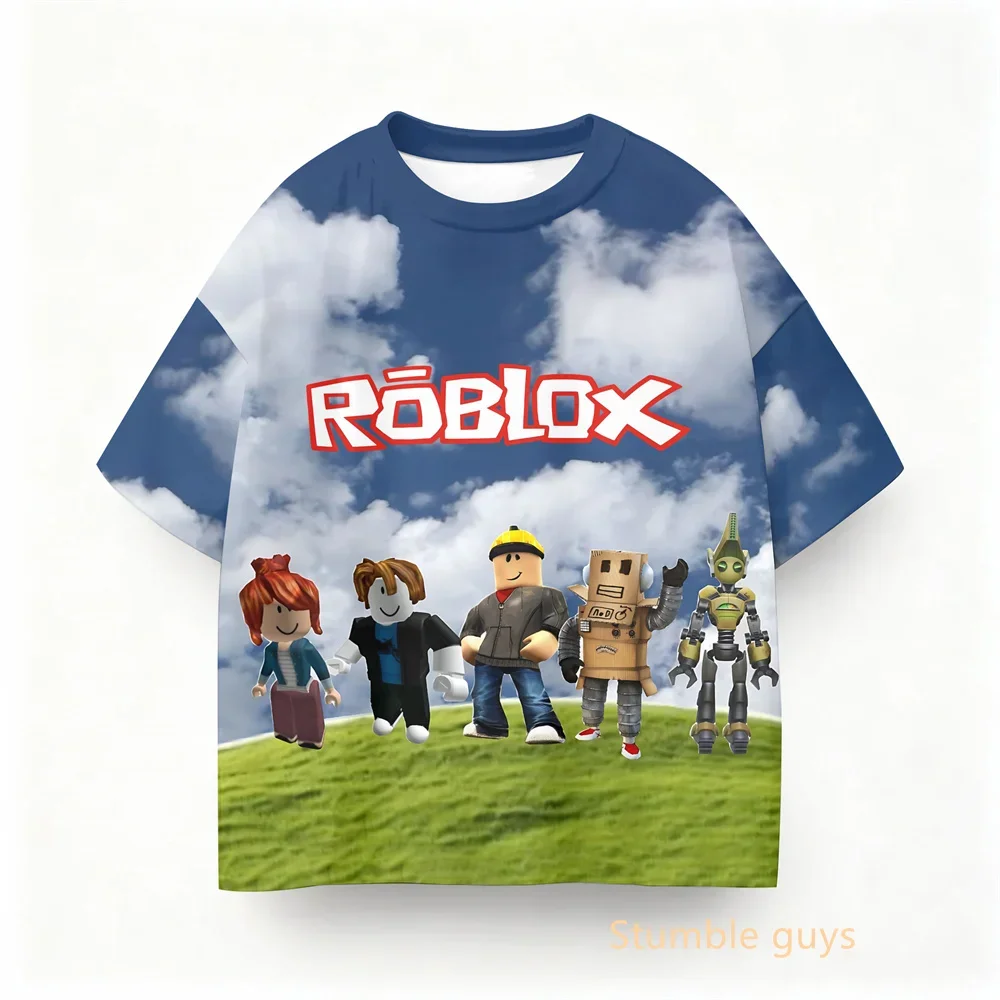 

Летняя детская футболка с персонажами игры Roblox, одежда для мальчиков, аниме-футболка для девочек