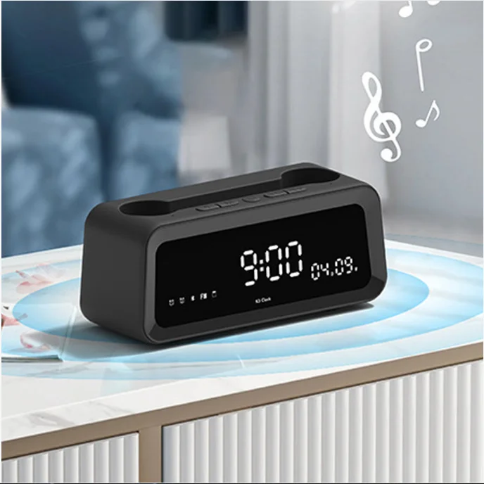 

K3 Mini Bluetooth Speaker – 5-in-1 Wireless Speaker with Alarm Clock, Calendar, Thermometer & Deep Bass for Bedroom, Desk Outdo