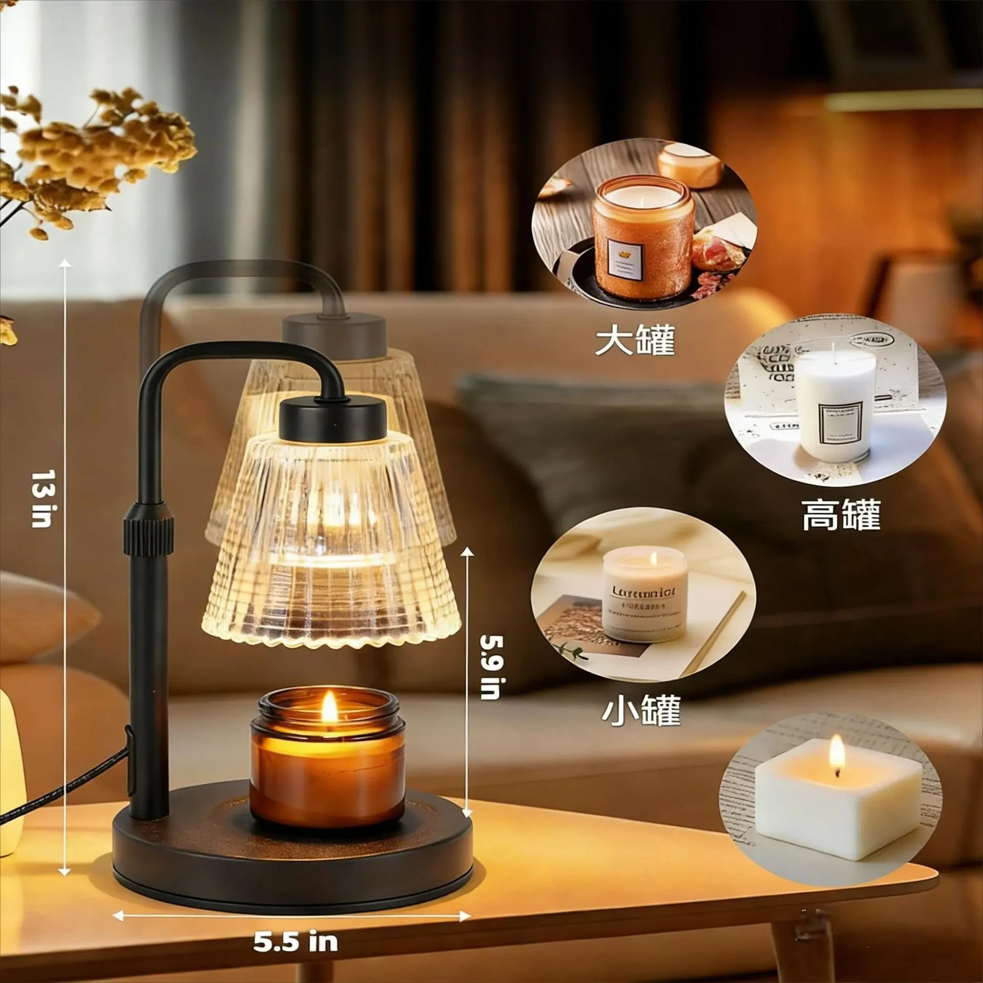 Flameless Constant Temp Wax Melt Lamp Luxury Wood Bedside Lamp Timer Control Candle Melter Decor Light
