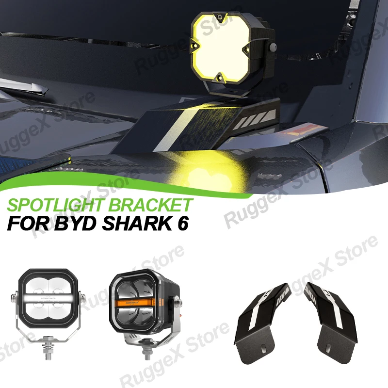 

For BYD Shark 6 2025+ Front Hood Spotlight Bracket Car A-pillar Base 3'' Side Fog Lamp Light Exterior Upgrade Car Accessories