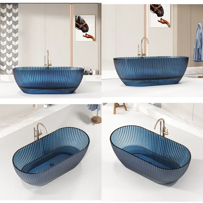 Transparent Solid Surface Stone Bathroom Freestanding Bathtub