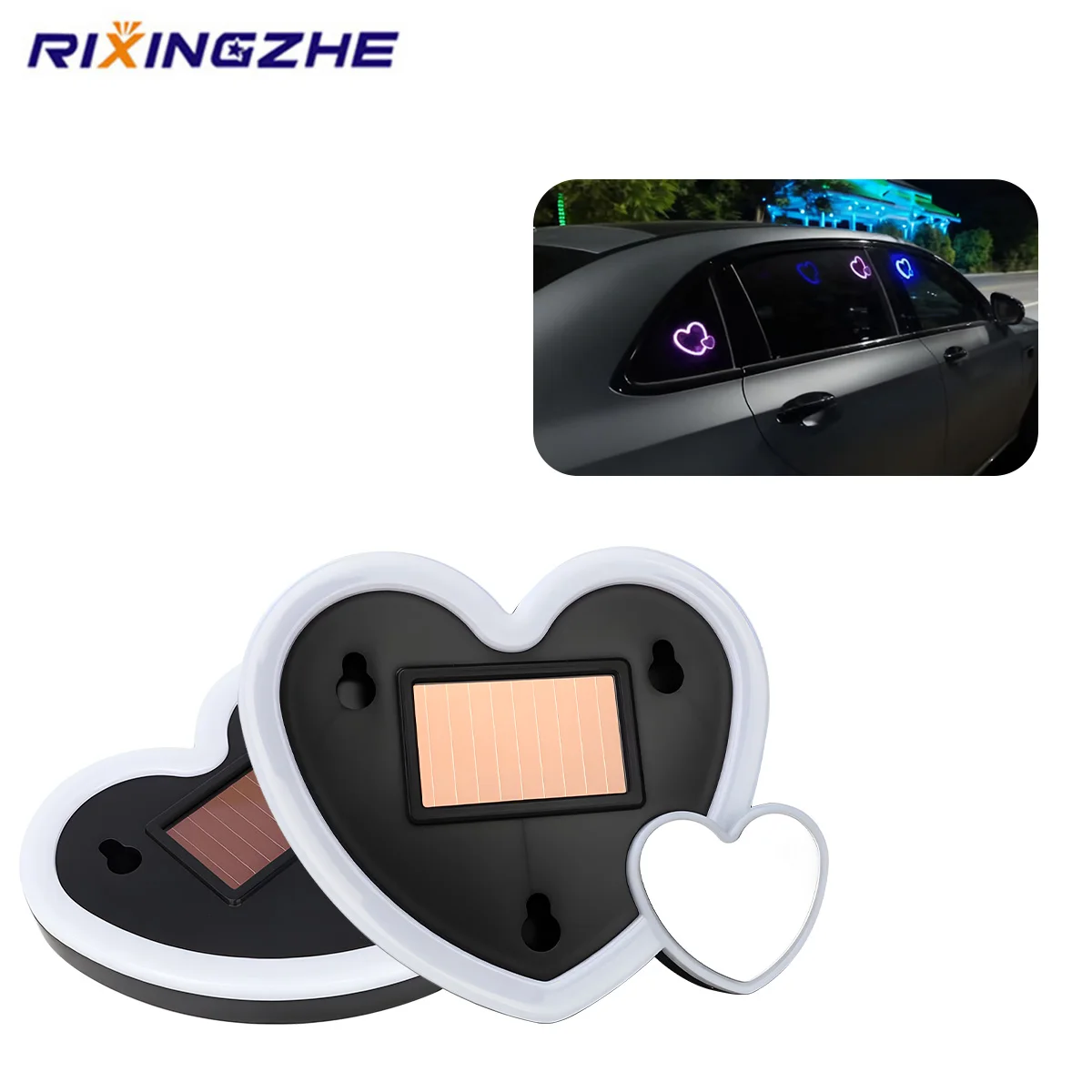 

Car LED Interior Light Solar Powered Heart-shaped Neon Light Rear Window Illuminated Decoration Atmosphere Light