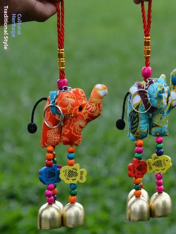 جرس معدني على شكل فيل كرتوني بأسلوب عرقي من يونان، زخرفة جذابة للثروة، جرس نحاسي مميز لديكور المنزل #1