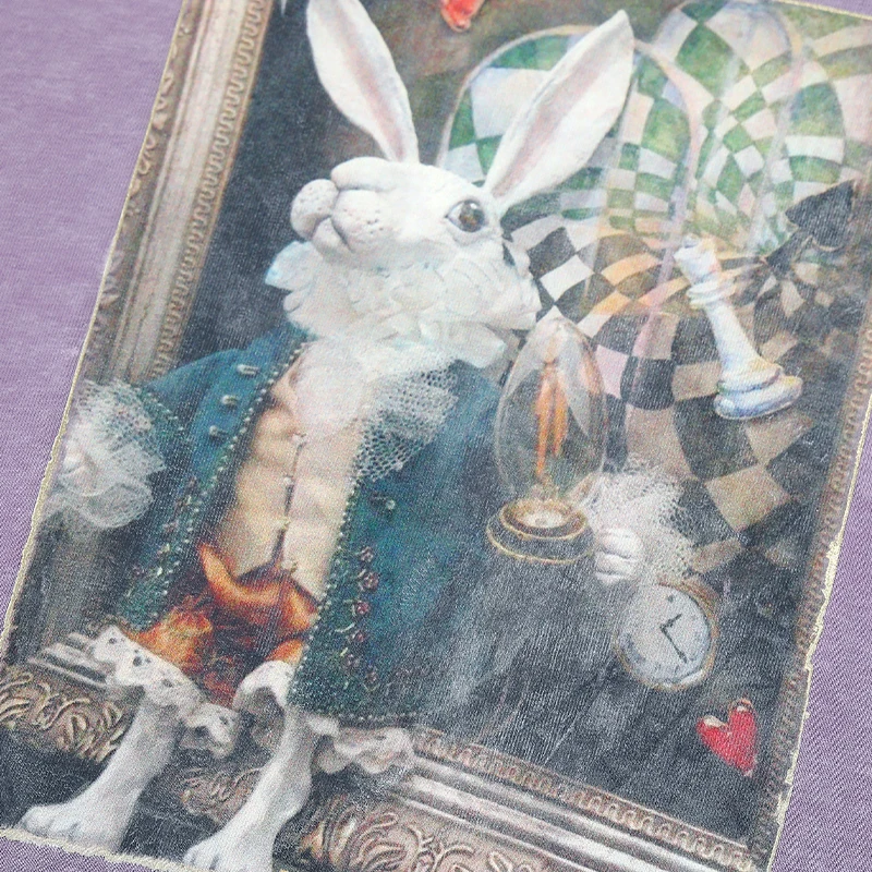 Y2K Long Sleeve Fake Two-Piece Ruffle Sleeve Graphic Top