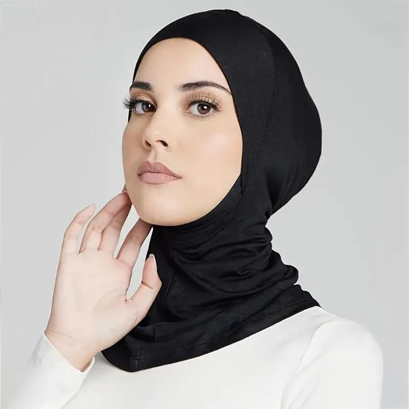 2pcs/set Hijab Undercap Solid Color Instant Hijab Modest Beanie Cap Inner Hijab Caps Muslim Turban Caps for Women Daily Wear