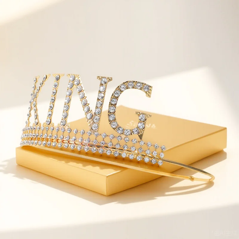 1 قطعة تاج الملك خمر البلاستيك الراين عيد ميلاد تاج للرجال الصبي تأثيري حفلة ديكور عقال زي التبعي