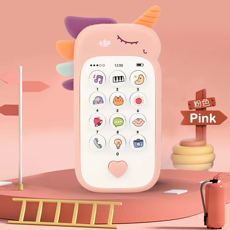 Biteable Unicorn Bunny Toy Mobile Phone Childrens Music for Kids Pretend Phones Look Real Baby Early Education Telephone Toy