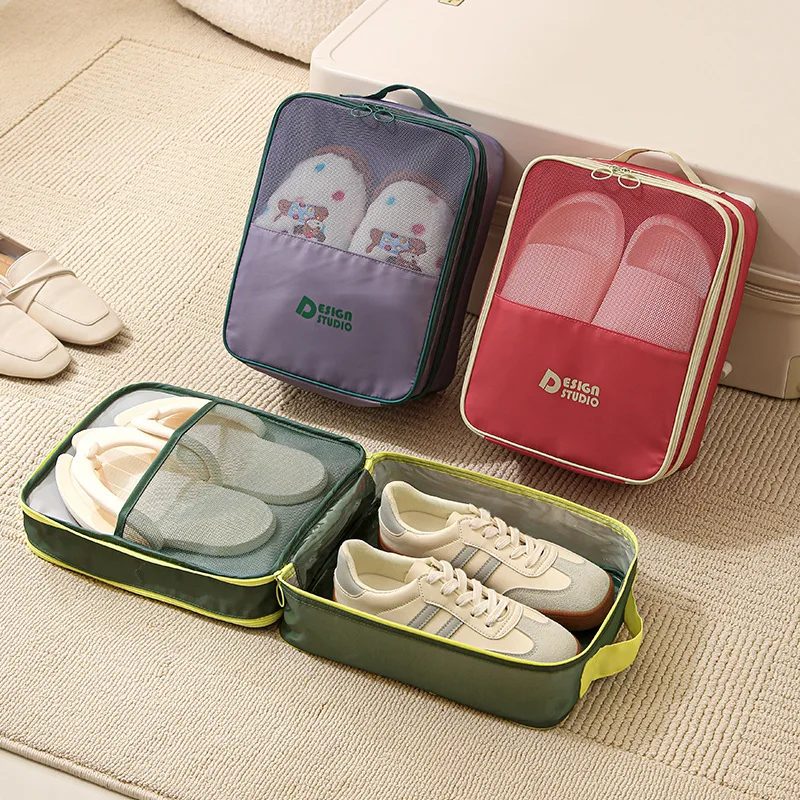 Simple Creative Newest Designer Diagonal Dopamine Storage Shoe Box Dustproof Large Capacity Travel Three Pairs Shoe Packs