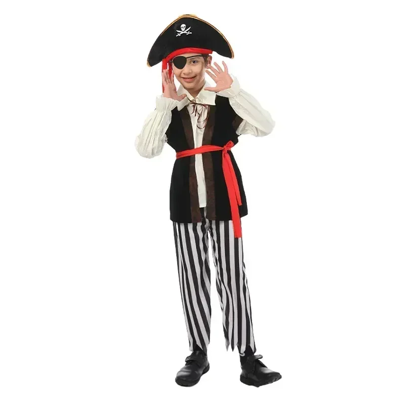 Halloween Costumes Kids Boys Pirate Costume Children Captain Jack Cosplay set for Christmas New Year Purim Pirate Clothes