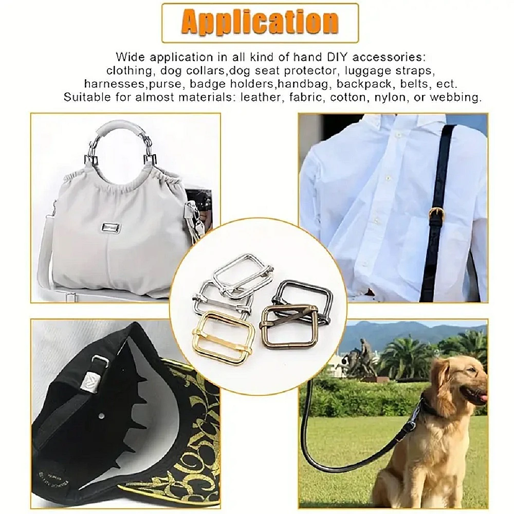 20Pcs/Pack Metal Slides Tri-Glides Wire-Formed Roller Pin Buckles Slider Adjuster Bag Strap Accessories 10mm-38mm view 5