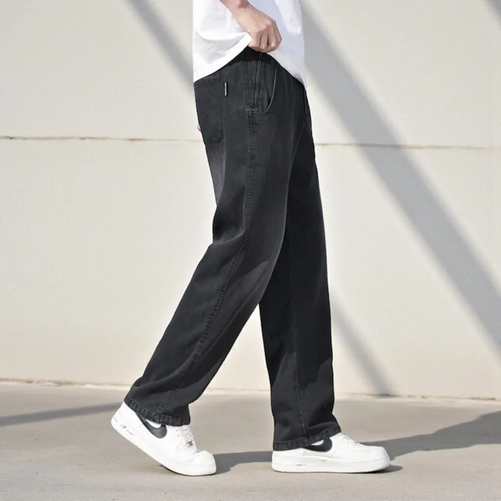 بنطال جينز رجالي نحيف من قماش الدنيم كاجوال قابل للتمدد، ملابس الشارع الشهير، هدية عصرية له