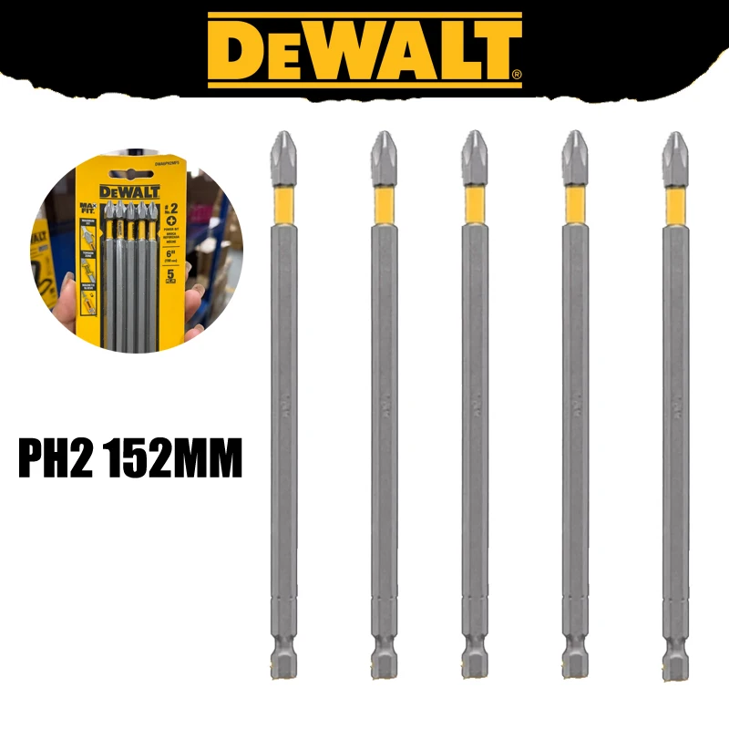 DEWALT DWA6PH2MF5 PH2 152MM 5-pack Impact Resistance Screwdriver Bit Sturdy Durable High-quality Materials Tools Accessories
