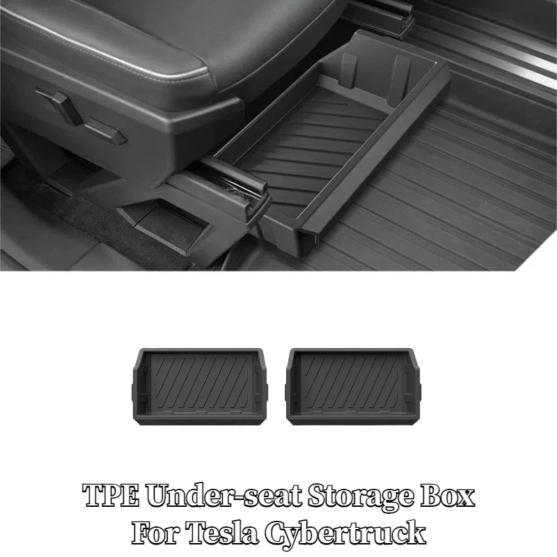 Under-seat Storage Box for Tesla Cybertruck 2024-2025 Car Accessories TPE Drawer Organizer Front Seat Lower Box Case Waterproof