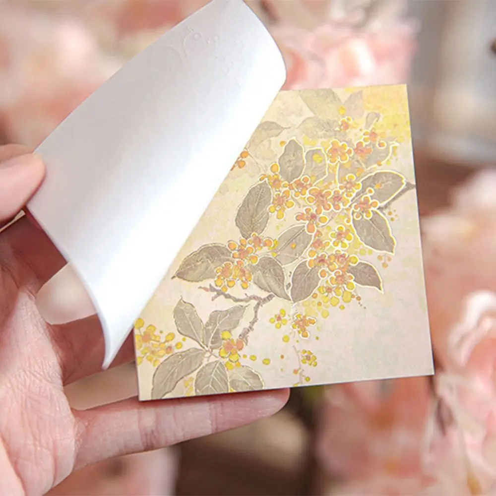 Durable Flower Pattern Retro Notes Chinese Style Paper Flower Cards DIY Hand Account Full Gold Stamping Notes Pattern Notepad