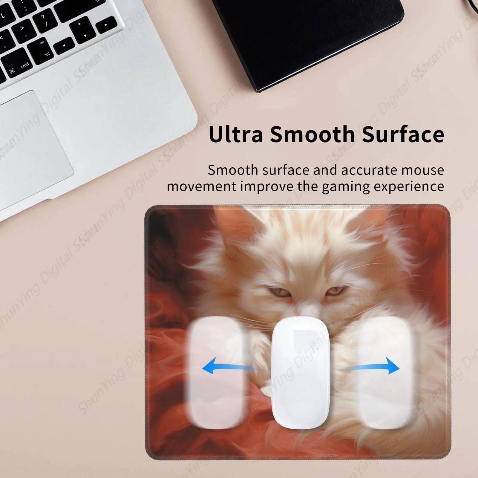 Men And Women Hazy Cat Pattern Mouse Pad, Game Table Pad Anti Slip Rubber Base Keyboard Pad Home And Office Use 18*22cm