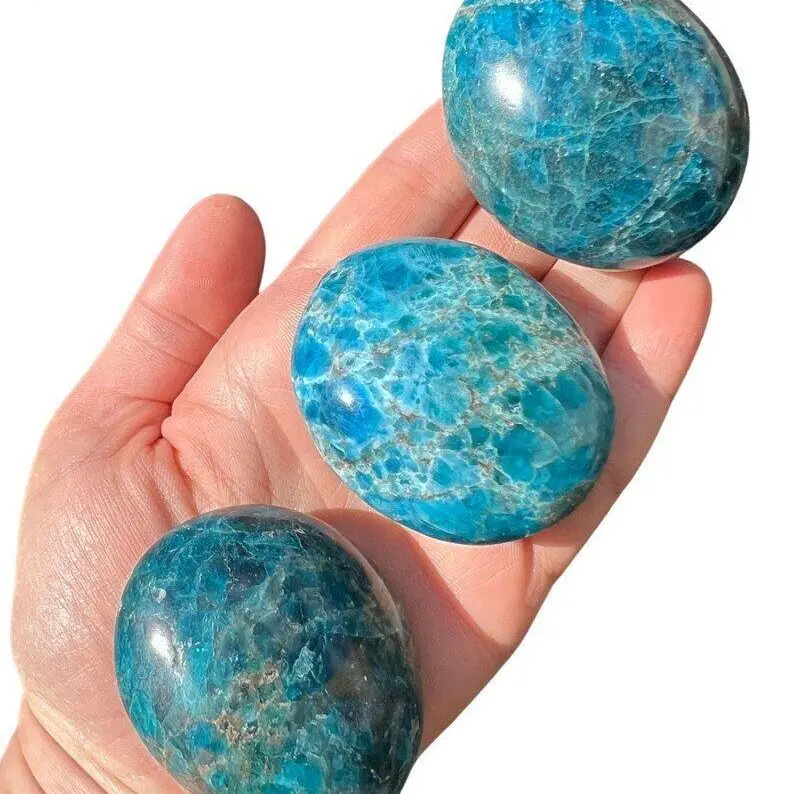 Blue Apatite Palm Stone Blue Apatite Tumbled Stone - Blue Apatite Crystal - Blue Apatite Stone - Healing Crystals and Stones