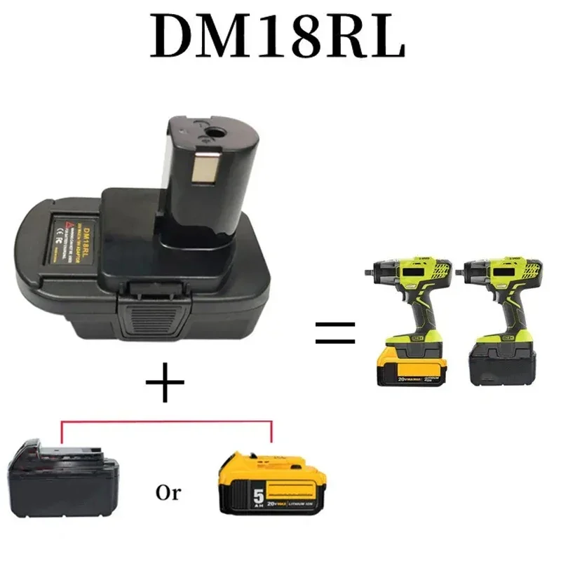DM18RL Battery Adapter with USB for Dewalt 20V / for Milwaukee 18V Battery Convert to for Ryobi 18V Lithium-ion Battery Tools