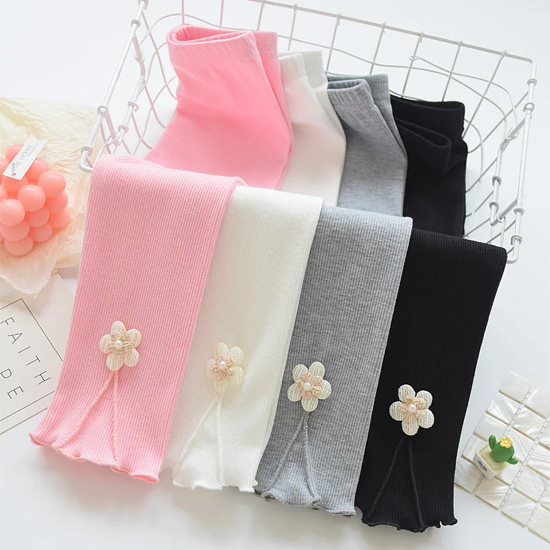 Baby Girl Leggings Pants Autumn Baby Pantyhose Child Toddler Pant Flower Cotton Knitting Trousers For Kid Infant Legging Spring