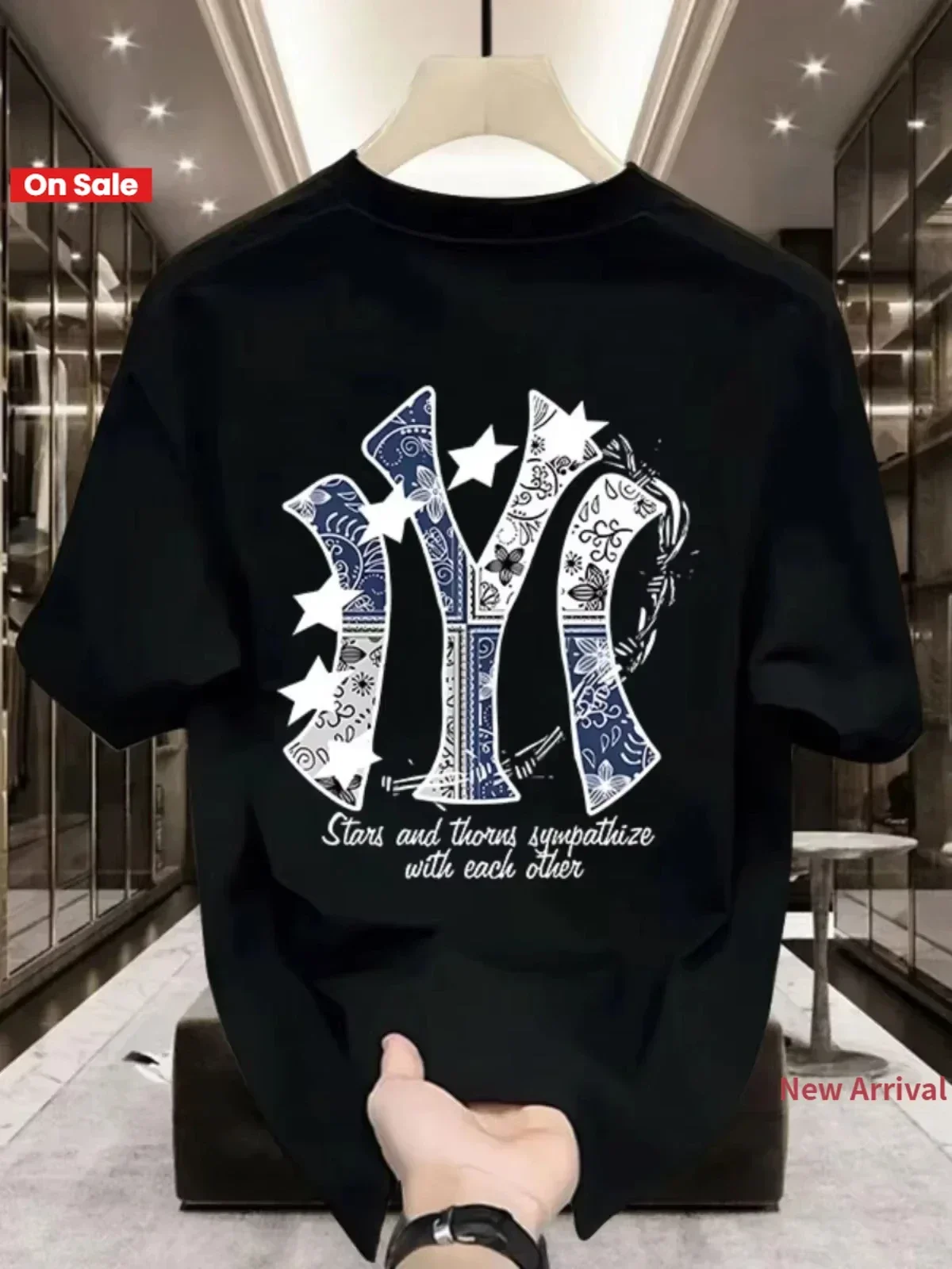 

Men's clothes Summer 100_ cotton fashion letter print T-shirt Casual outdoor street trend short sleeves loose and breathable