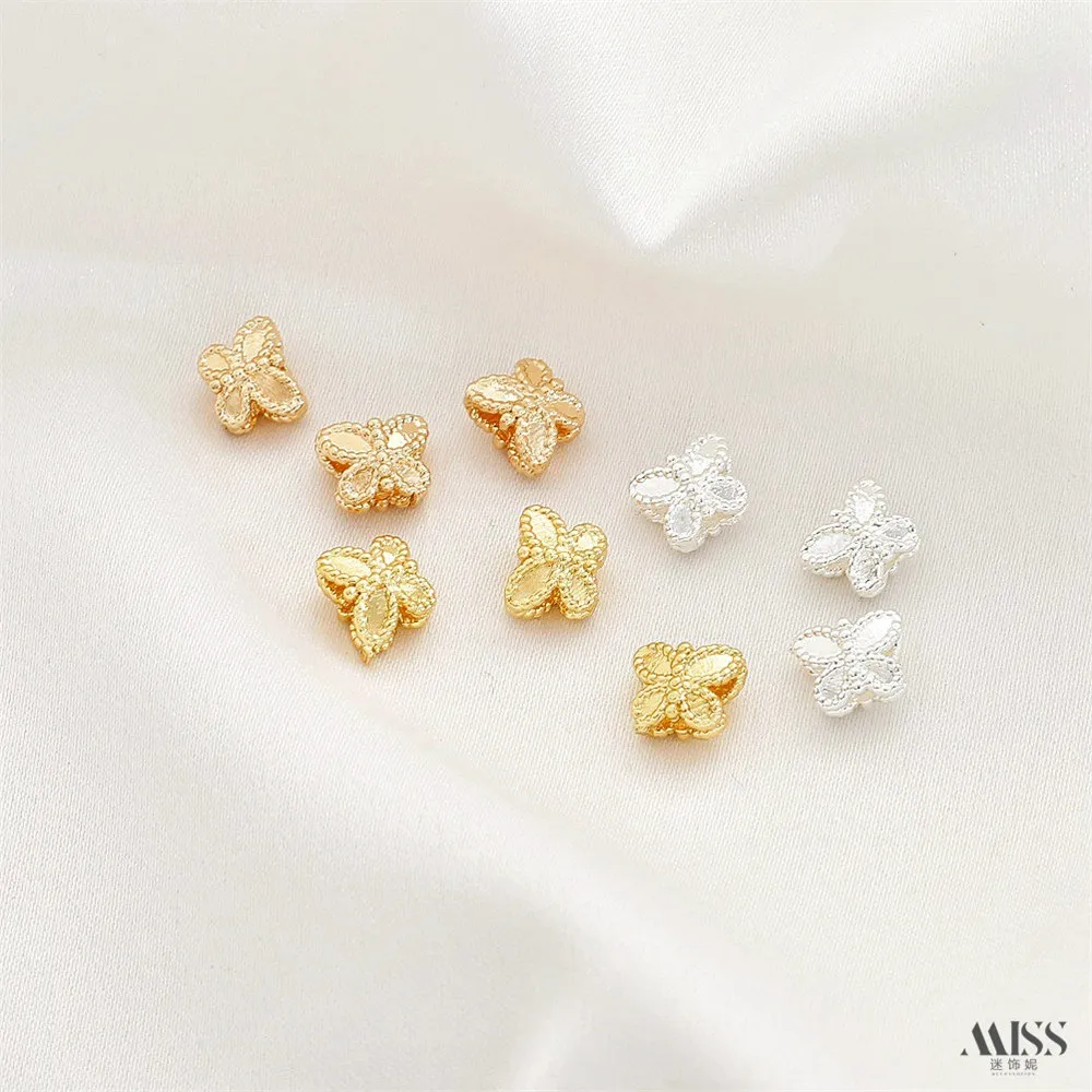 14K 18K Plated Gold Double-sided Small Butterfly Bead Partition DIY Handmade Bracelet Necklace String Jewelry Accessories