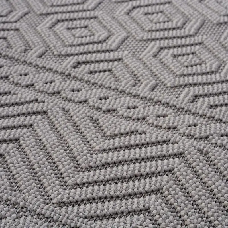 Geometric Indoor Outdoor Area Rug 6x9 White Design