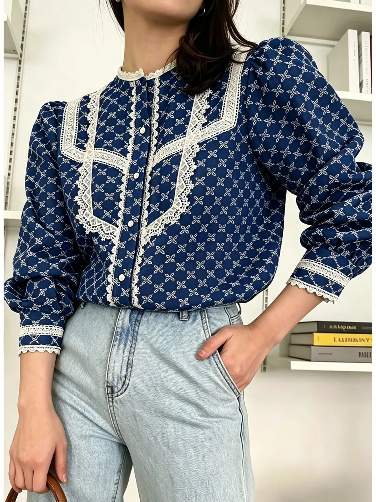 2026 Dongda Gate Chicc Heavyweight Embroidered Versatile Single Button Shirt Women's Fashion Long Sleeve Cotton Blend Blouse