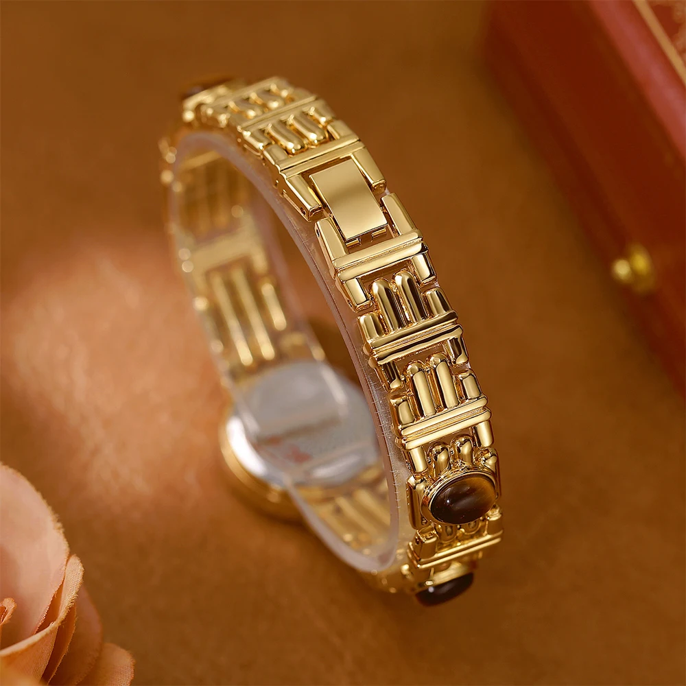 خمر الذهب الفاخرة المرأة ساعة اليد دائرة صغيرة الطلب كوارتز امرأة ووتش أزياء عارضة السيدات الساعات